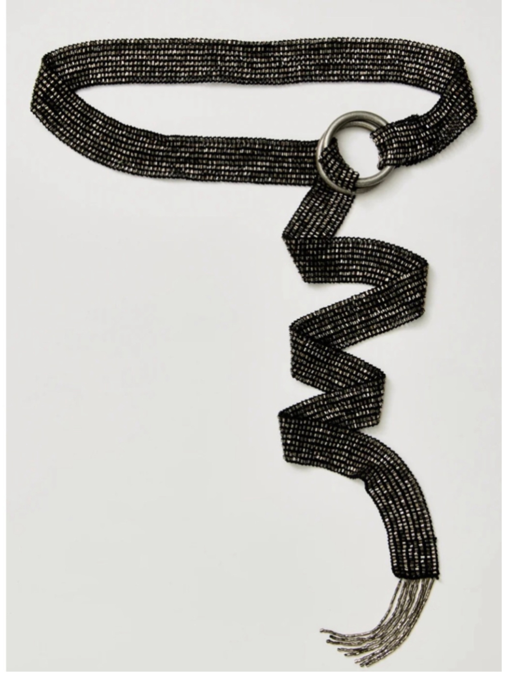 NWT Free People Bailey Beaded Black Wrap Belt